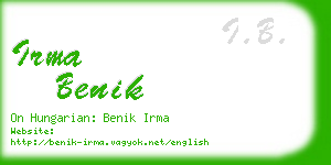 irma benik business card